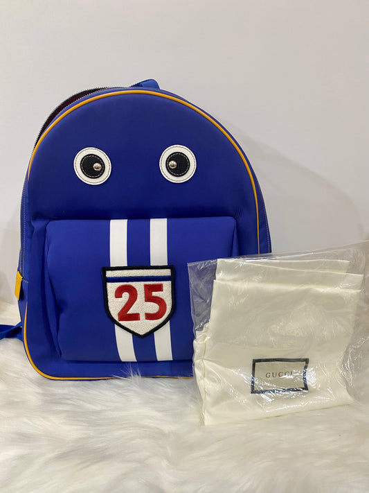 Authentic Gucci Children’s Car Nylon Canvas Backpack Blue